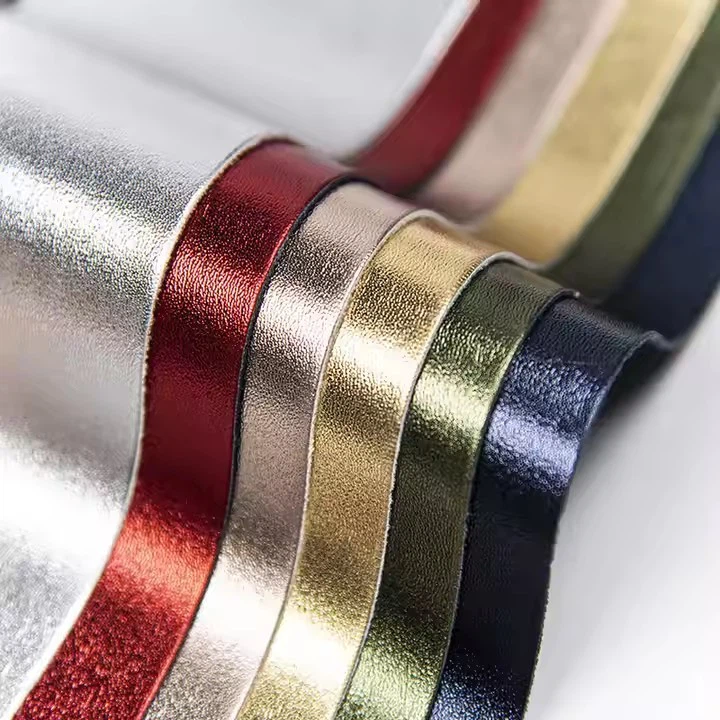Factory Direct Metallic 0.9 mm Color Embossed Imitation Nappa Leather Artificial Faux Synthetic PU Leather For Shoes Bags Shoes