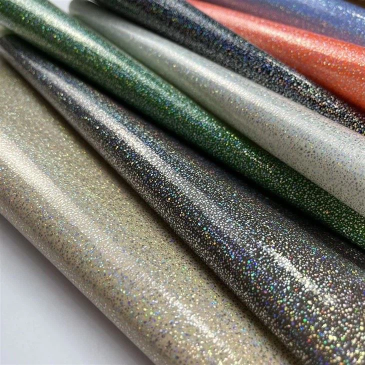 Pu Faux Leather Glitter Fabric